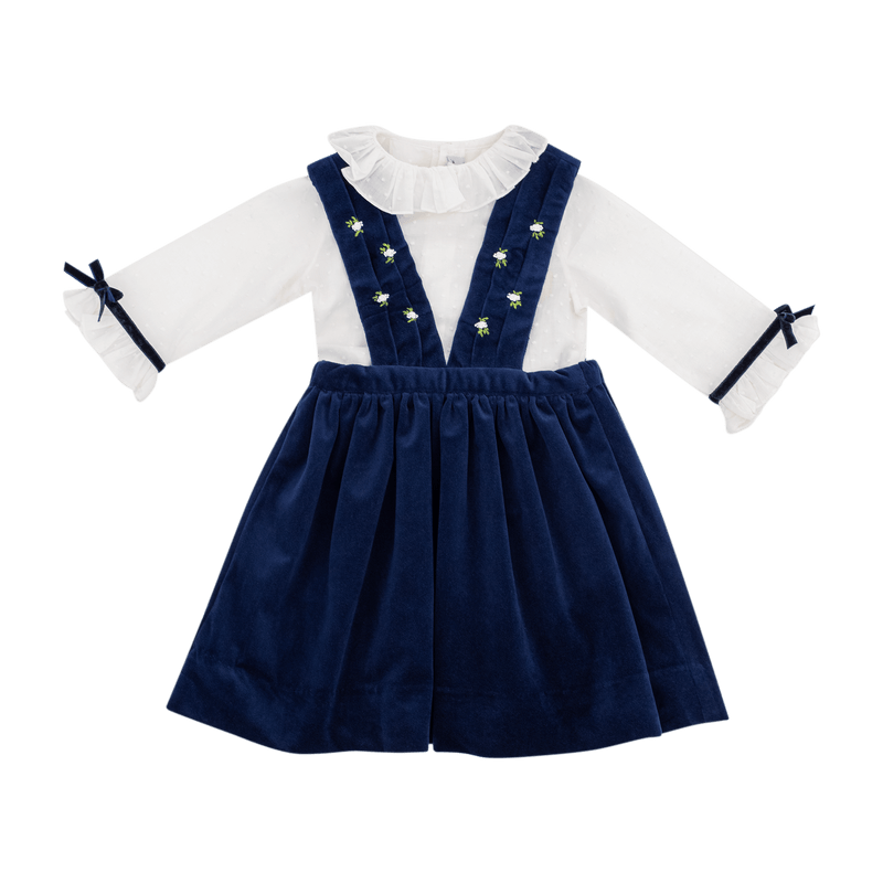 Robe Maya en velours lisse marine