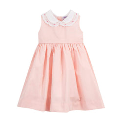 Robe rose poudré à double col en coton BIO