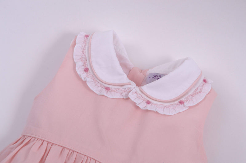 Robe rose poudré à double col en coton BIO