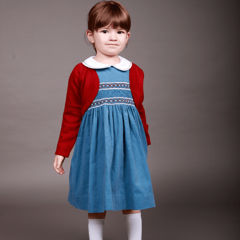 Robe smocké en velours milleraie smocké