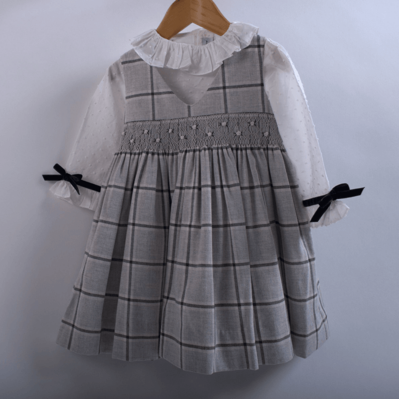 Robe smockée à carreaux