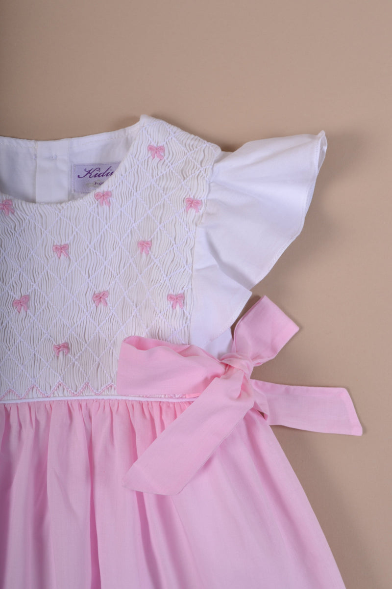 Robe smockée voile rose BIO  - Création exclusive Kidiwi - disponible en 6A