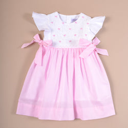 Robe smockée voile rose BIO  - Création exclusive Kidiwi - disponible en 6A