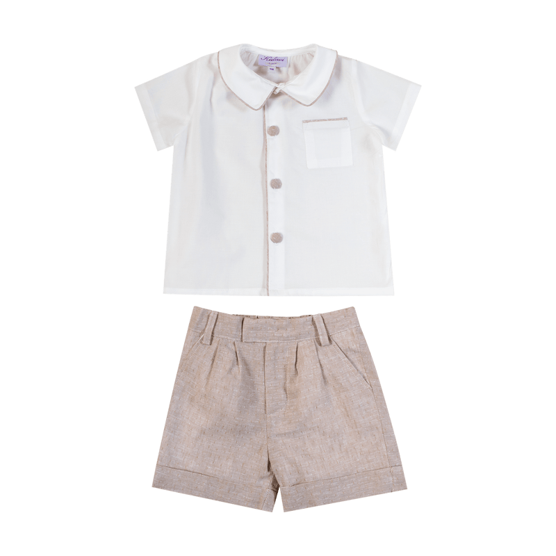 Short en lin moucheté beige - disponible en 6M et 6A