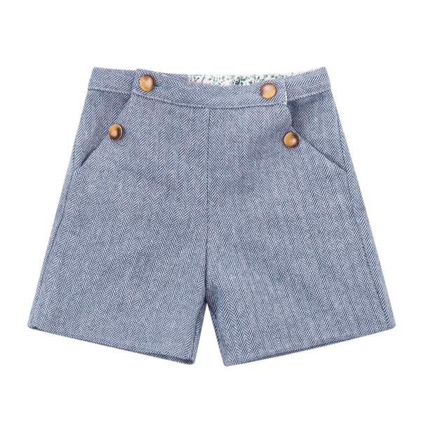 Short Sonia en chevron laine bleu de prusse