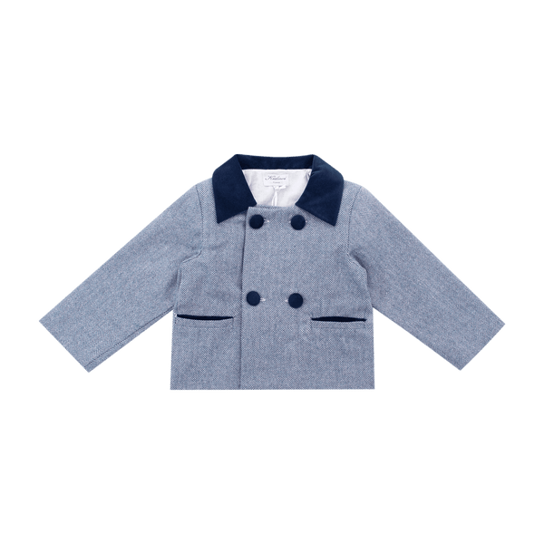 Veste unisex Lou en chevron laine bleu